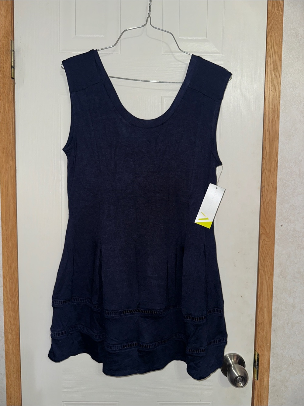 Sleeveless Navy Blue A-Line Tunic Top